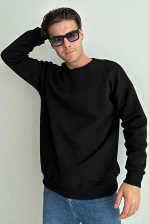 Erkek Bisiklet Yaka Oversize Sweatshirt