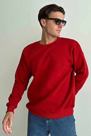 Erkek Bisiklet Yaka Oversize Sweatshirt