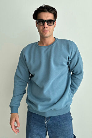 Erkek Bisiklet Yaka Oversize Sweatshirt