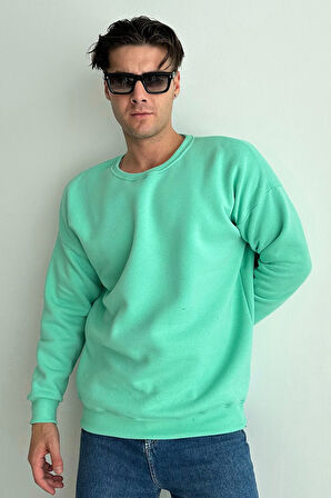 Erkek Bisiklet Yaka Oversize Sweatshirt