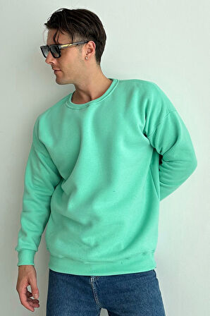 Erkek Bisiklet Yaka Oversize Sweatshirt