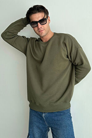 Erkek Bisiklet Yaka Oversize Sweatshirt