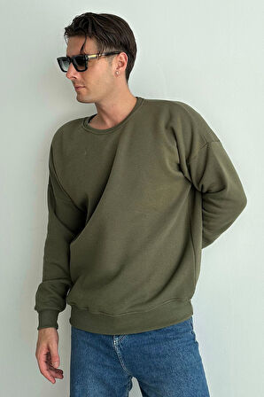 Erkek Bisiklet Yaka Oversize Sweatshirt