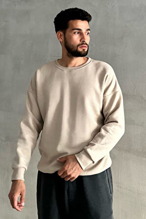 Erkek Bisiklet Yaka Oversize Sweatshirt