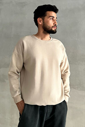 Erkek Bisiklet Yaka Oversize Sweatshirt