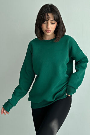 Kadın Bisiklet Yaka Oversize Sweatshirt