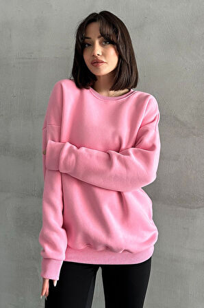 Kadın Bisiklet Yaka Oversize Sweatshirt