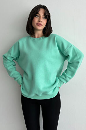 Kadın Bisiklet Yaka Oversize Sweatshirt