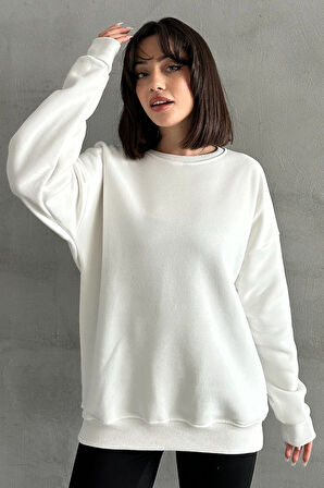 Kadın Bisiklet Yaka Oversize Sweatshirt