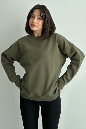 Kadın Bisiklet Yaka Oversize Sweatshirt