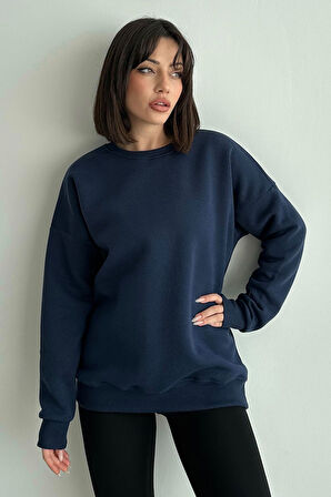 Kadın Bisiklet Yaka Oversize Sweatshirt