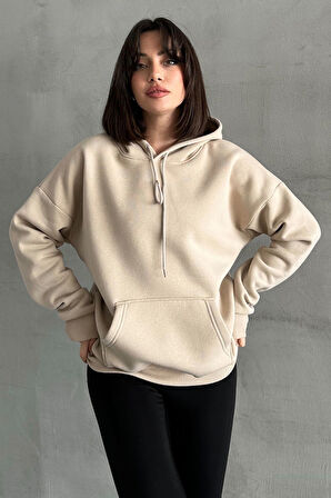 Kadın Kapşonlu Oversize Sweatshirt