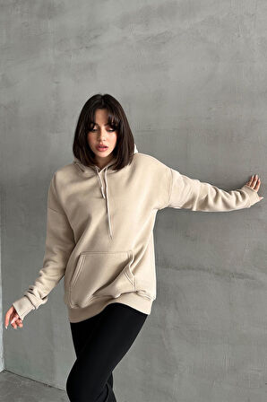 Kadın Kapşonlu Oversize Sweatshirt