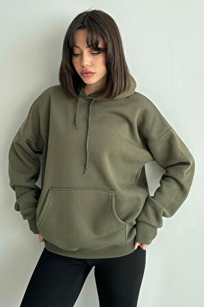 Kadın Kapşonlu Oversize Sweatshirt