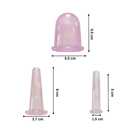 Mini Silikon Vakumlu Mika Yüz Masaj Kupası 4'lü Karışık Süper Set Mor Renk