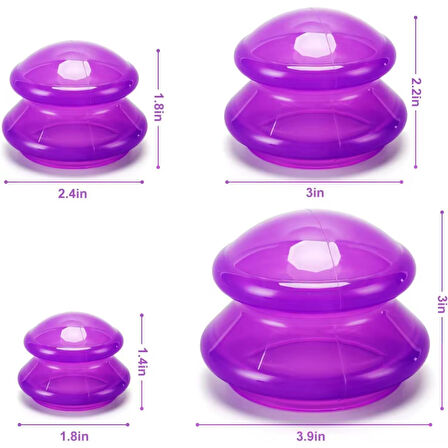 Lüx Vakumlu Silikon Masaj Kupa Seti Selülit & Hacamat Kupası 4'lü Set Mor Renk