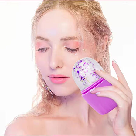 Slikon Yüz Buz Masaj Rulosu Yüz Sıkılaştırıcı Ice Face Roller Mor Renk