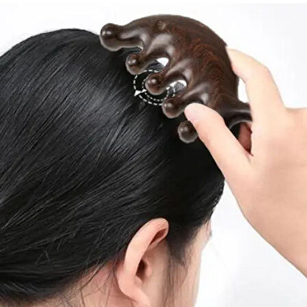Ahşap Sandal Ağacı Gugu Masaj Yüz Masaj Gua Sha Saç Tarağı Model 5