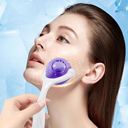 Face İce Roller Sıcak ve Soğuk Gua Sha Yüz Masaj Silindiri Mor Renk