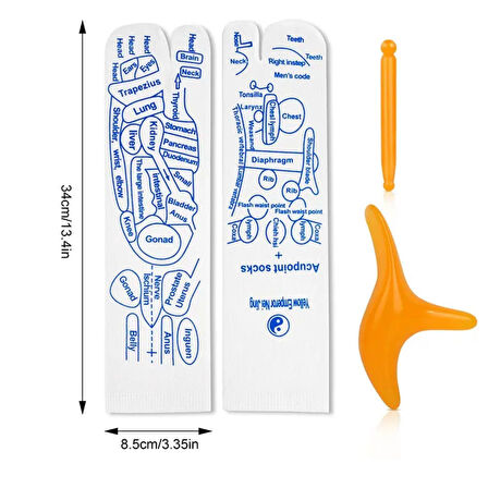 Ayak Refleksoloji Çorap Masaj  Seti (1 Çift Çorap ve 2 Adet Refleksoloji Çubuğu)
