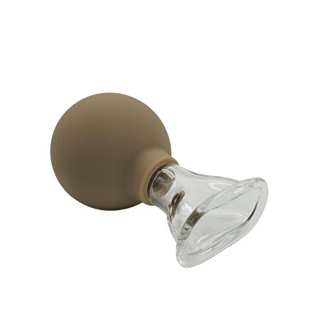 Silikon Vakumlu Yüz Ve Gülümseme Çizgisi İçin Cam Masaj Kupası Bej Renk