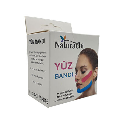 Beauty Tape Yüz Yogası İçin Face Tape Yüz Germe Bandı Mavi Renk