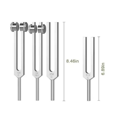 Tuning Fork Diyapozon Seti 4 Parçalı Set 128 Hz, 136.1 Hz 256 Hz, 512 Hz