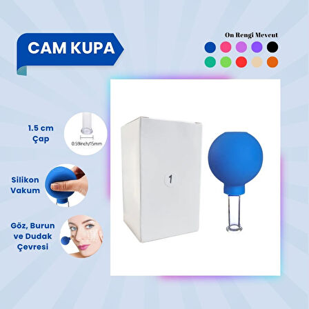 Silikon Vakumlu Cam Yüz Masaj Kupası No:1 Mavi