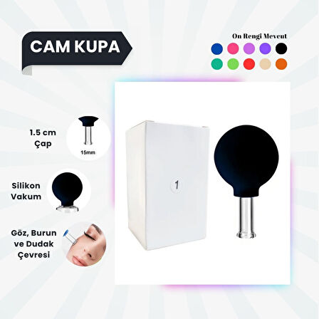 Silikon Vakumlu Cam Yüz Masaj Kupası No:1 Siyah