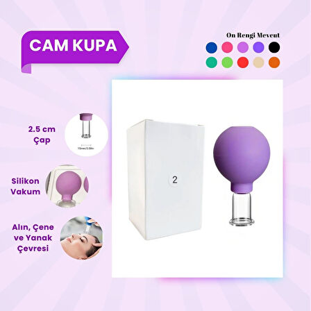 Silikon Vakumlu Cam Yüz Masaj Kupası No:2 Koyu Mor 