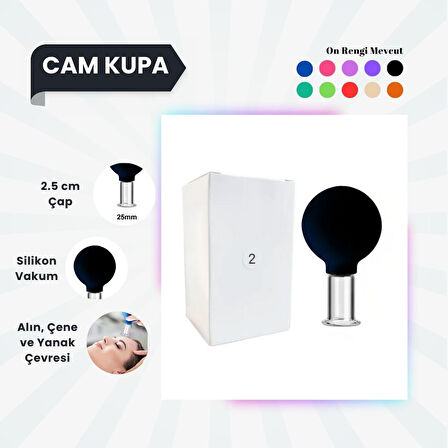 Silikon Vakumlu Cam Yüz Masaj Kupası No:2 Siyah