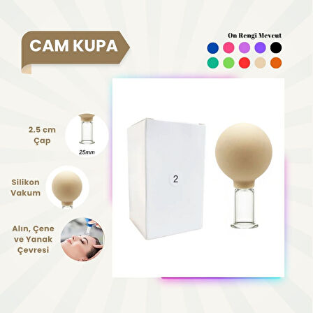 Silikon Vakumlu Cam Yüz Masaj Kupası No:2 Bej