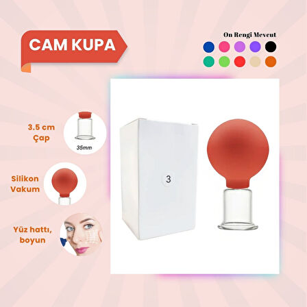 Silikon Vakumlu Cam Yüz Masaj Kupası No:3 Turuncu