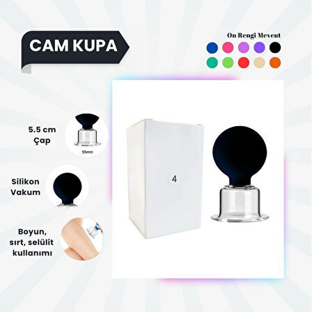 Silikon Vakumlu Cam Yüz Masaj Kupası No:4 Siyah