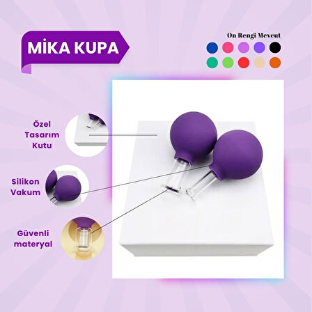 Silikon Vakumlu Mika Yüz Masaj Kupası 2'li Set Koyu Mor