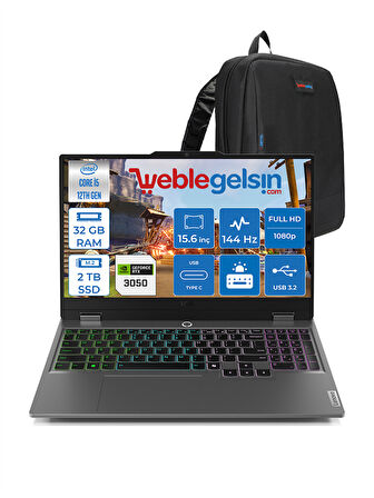 Lenovo Loq 15IAX9 Intel Core I5 12450HX 32GB Ddr5 2tb SSD 6gb RTX3050 (95W) 15.6" IPS 144Hz Fhd Freedos Taşınabilir Bilgisayar 883GS001TTRF05 + Zetta Çanta