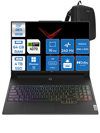 Lenovo Legion Pro 5 Intel Core I9-14900HX 64GB Ddr5 4tb SSD 8gb/rtx 4070 (140W) 16" 3.2k Windows 11 Pro 883DF00ALTR08 + Zettaçanta