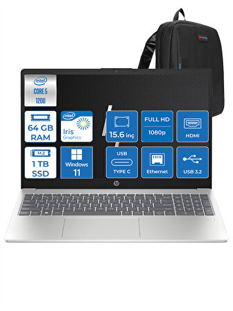 Hp 15-FD1006NT Intel Core I5 120U 64GB 1tb SSD 15.6" Fhd Intel Xe Graphics Windows 11 Pro Taşınabilir Bilgisayar H9Y8V4EAWP13 + Zettaçanta