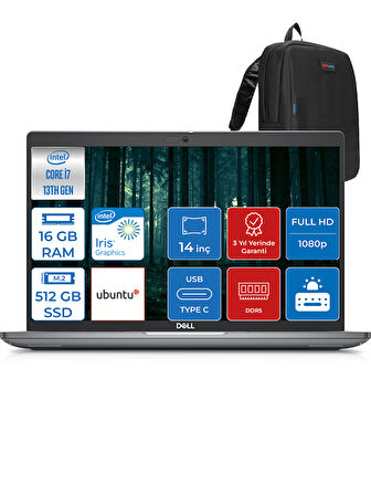 Dell Latitude 5440 Intel Core Vpro I7-1370P 16GB Ddr5 512GB SSD 14" IPS Fhd Ubuntu 544014EMEAVPU01 + Zettaçanta
