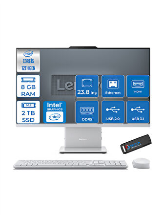 Lenovo Ideacentre Aıo 24IRH9 Intel Core I3-1315U 8gb Ddr5 2tb SSD 23.8" Freedos All In One Bilgisayar F0HN0052TRF02 + Zetta USB Bellek