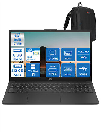 Hp 15-FD0042NT Intel Core I5 1334U 8gb 512GB SSD 15.6" Fhd Intel Iris Xe Graphics Windows 11 Home Taşınabilir Bilgisayar B17DBEAWH01 + Zettaçanta