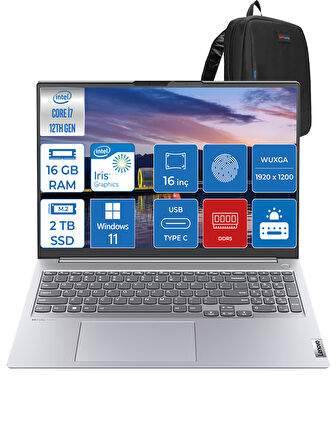 Lenovo Thinkbook 16 Intel Core I7-1255U 16GB 2tb SSD 16" Wuxga IPS 300NITS Windows 11 Home TH21CY006LTRH03 + Zettaçanta