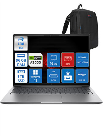 Hp Zbook Power G11 Ultra 9 185H 96GB 1tb SSD 8GB/RTXA2000 16" Wuxga Windows 11 Pro Z5G4B9ESP03 + Zettaçanta