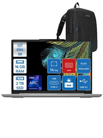 Ideapad Slim 5 Intel Ultra 5 125H 16GB LPDDR5X 2tb SSD 14" Wuxga Freedos Taşınabilir Bilgisayar S83DA0078TRF03 + Zettaçanta