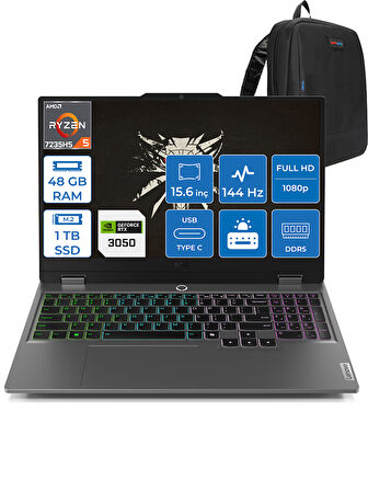 Lenovo Loq 15ARP9 Ryzen 5 7235HS 48GB Dd5 1tb SSD 6GB/RTX3050/95W 15.6" Fhd IPS 144Hz Windows 11 Pro Dizüstü Bilgisayar 883JC000QTRP13 + Zettaçanta