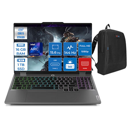 Lenovo Loq 15IAX9I Intel Core I5 12450HX 16GB Ddr5 1tb SSD Intel® Arc™ A530M 4gb Freedos 15.6" IPS Fhd Taşınabilir Bilgisayar 883FQ000UTRF01 + Zetta Çanta