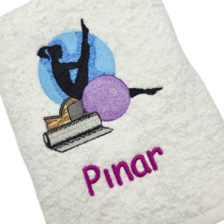Kişiye Özel Nakışlı Pilates Temalı Spor ve Fitness Antreman Havlusu 50x90 cm  