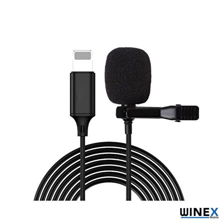 Winex İphone Lightning Port Yaka Mikrofonu Siyah