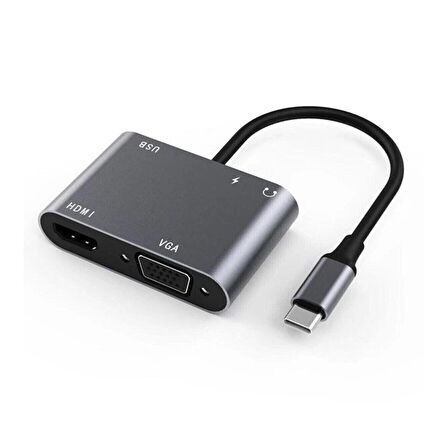 Winex 5in1 Type-C Hub Port Adaptör HDMI VGA USB AUX PD Girişli