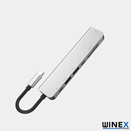 Winex 7in1 USB Type-C Hub Port Adaptör 4K HDMI USB PD Girişli